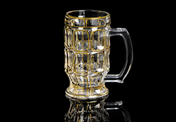 Set of 2 Beer Mugs With Golden Lining