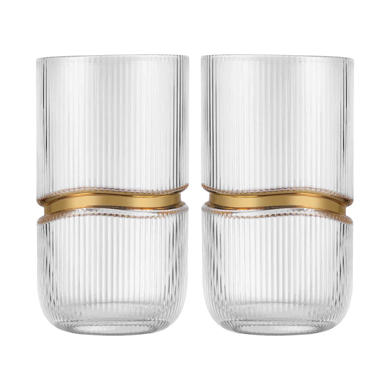 Set of 6 Long Tumbler Glasses Gold