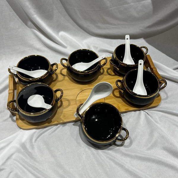 Bowl ( Set of 6 ) with Bamboo Tray