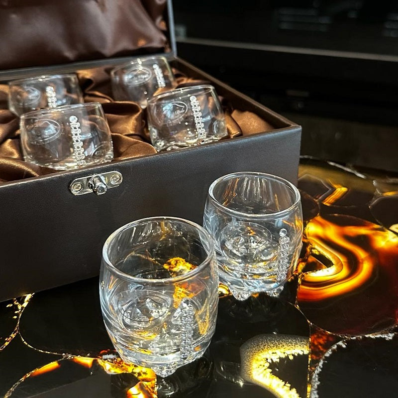 Set of 6 Swarovski Jeweled Vodka Shot Glasses