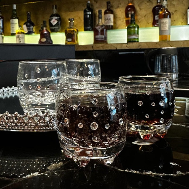 Set of 6 Round Swarovski Shooter Glass with tray