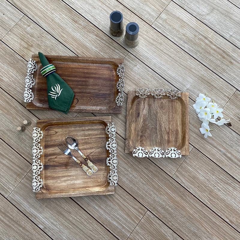 Wooden Tray Silver