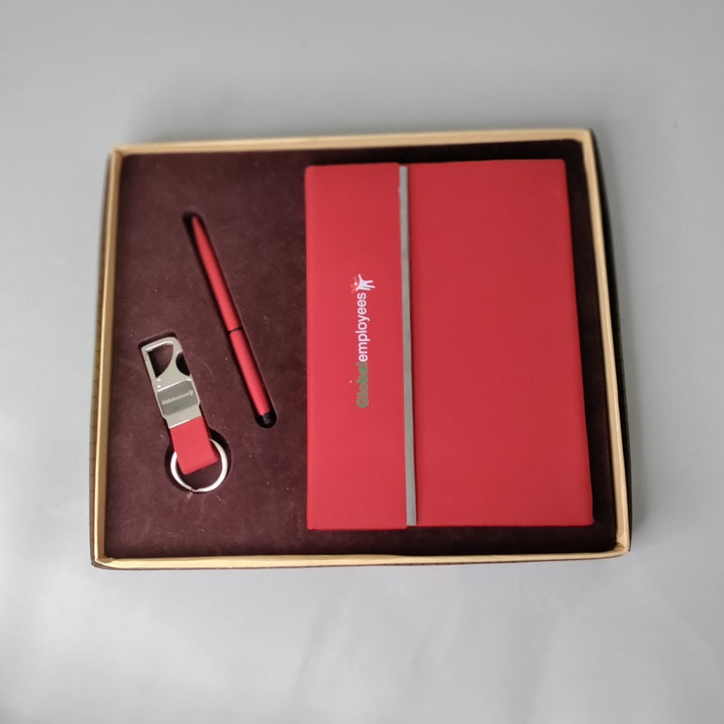 GLOBAL EMPLOYEES Red Notebook + Pen + Keychain