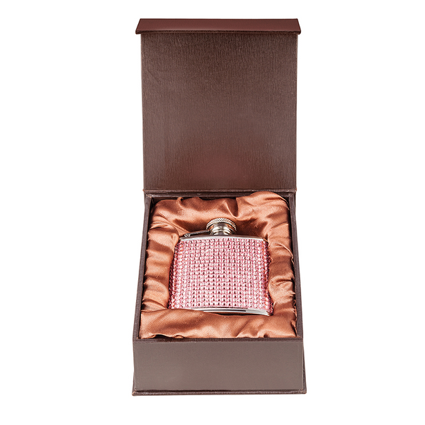 Pink Crystal Hip Flask Stainless Steel