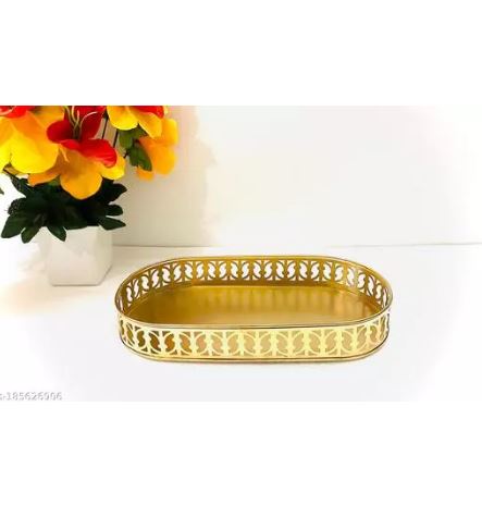 Oval Golden Glass Tray Medium 14*7