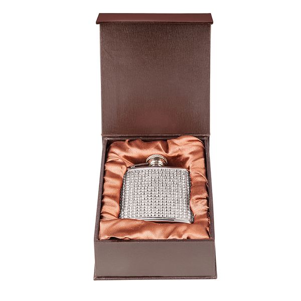 White Acrylic Crystal Hip Flask Stainless Steel