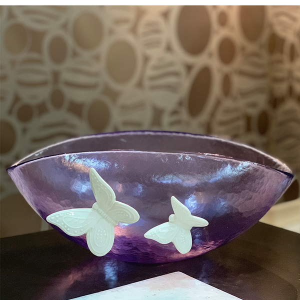 Murano Purple Bowl with Butterfly