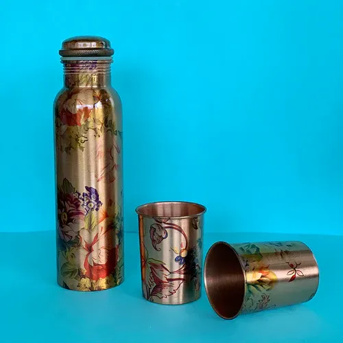 Copper Bottle & Glass Set