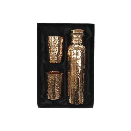 Printed Bottle & Glass Gift Set - Black