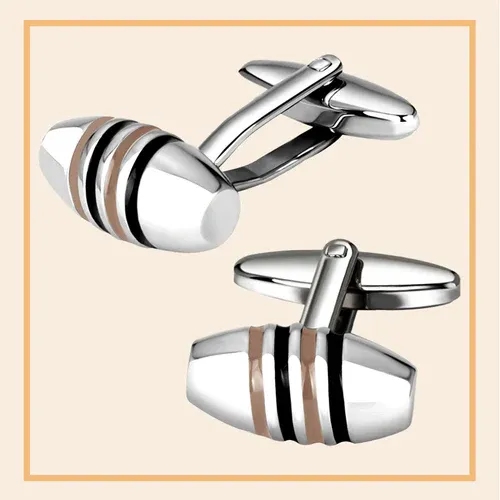 Cufflinks - Silver Striped