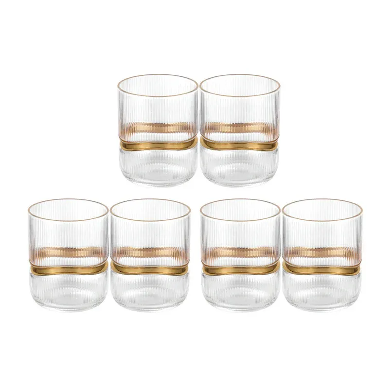 Set of 6 Short Tumbler Glasses Gold