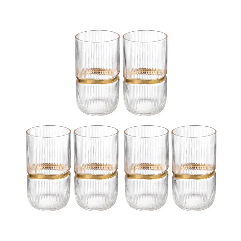 Set of 6 Long Tumbler Glasses Gold