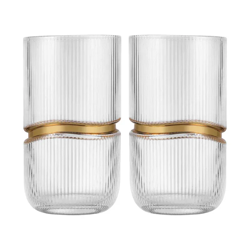 Set of 6 Long Tumbler Glasses Gold