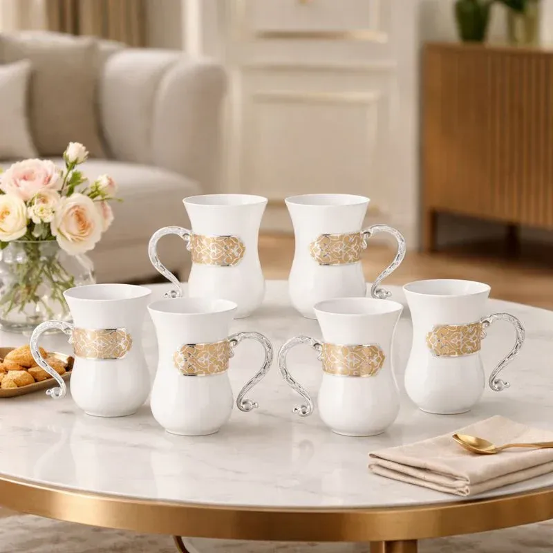 Set of 6 Mugs with Holder -  Peach