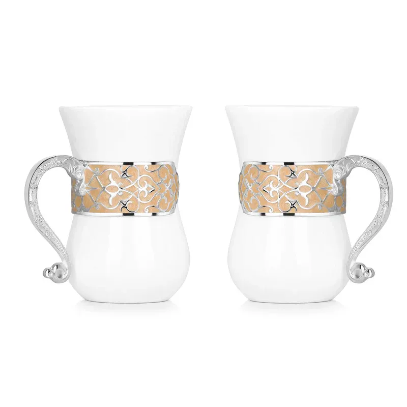 Set of 6 Mugs with Holder -  Peach