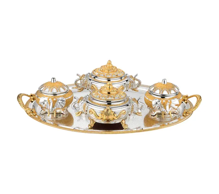 Oval Tray Large With Elephant Head Sugar pot