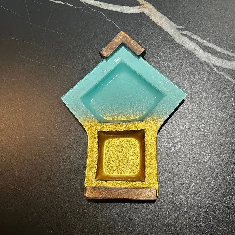 Electric blue gold platter - Set of 5