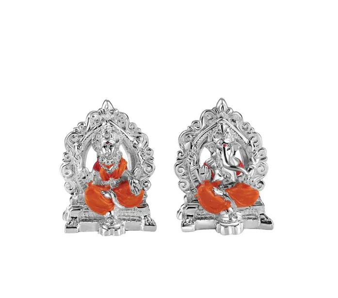 Puja Thali with singhason Lakshmi Ganesh & T-Light