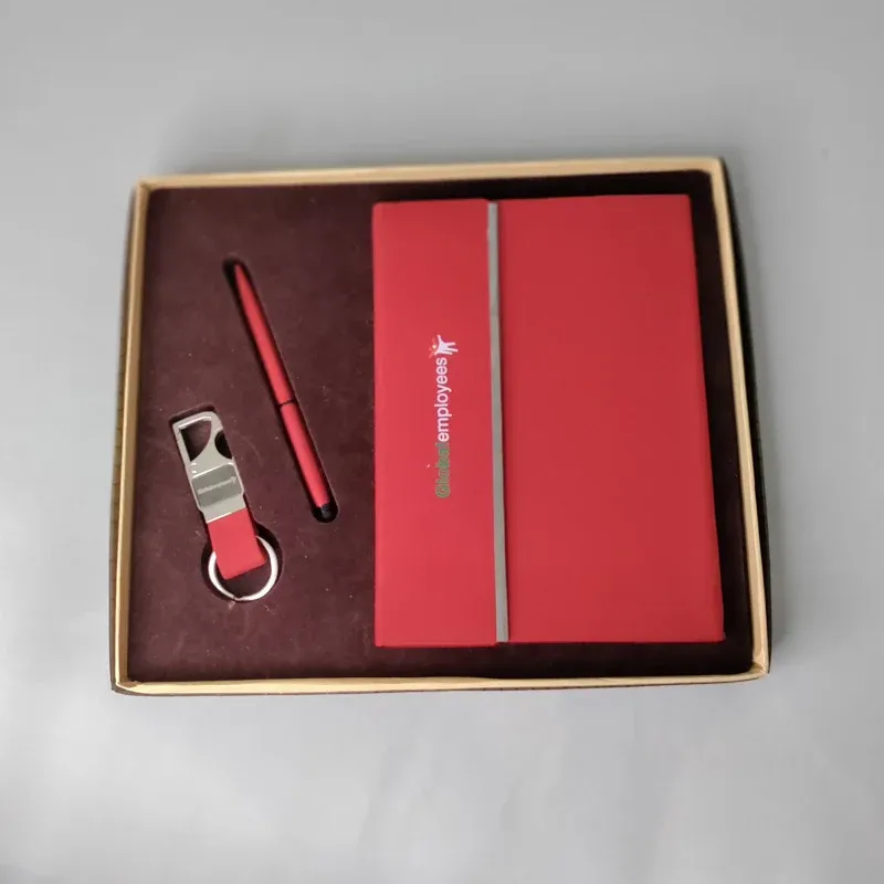 GLOBAL EMPLOYEES Red Notebook + Pen + Keychain