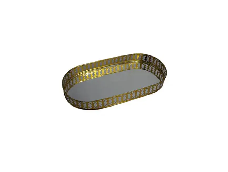 Oval Golden Glass Tray Medium 14*7