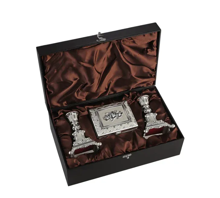 Set of 2 Candle stand + jewellery box - MOP