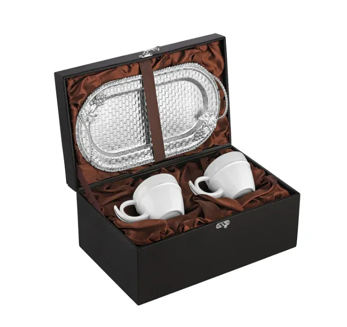 Jute Design Tray with 2 Cups