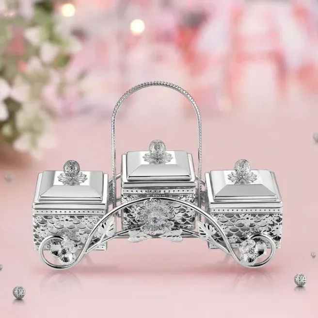 3 in 1 Serving Set With Holder Silver