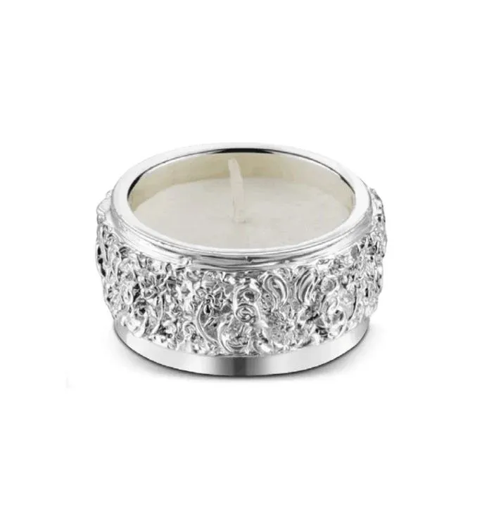 Round Tea Light Silver Set of 2