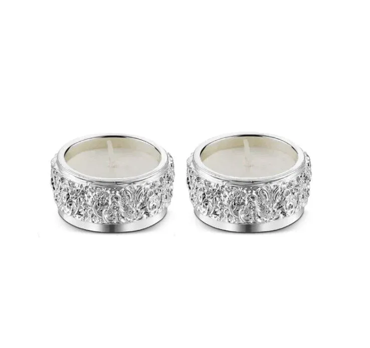 Round Tea Light Silver Set of 2