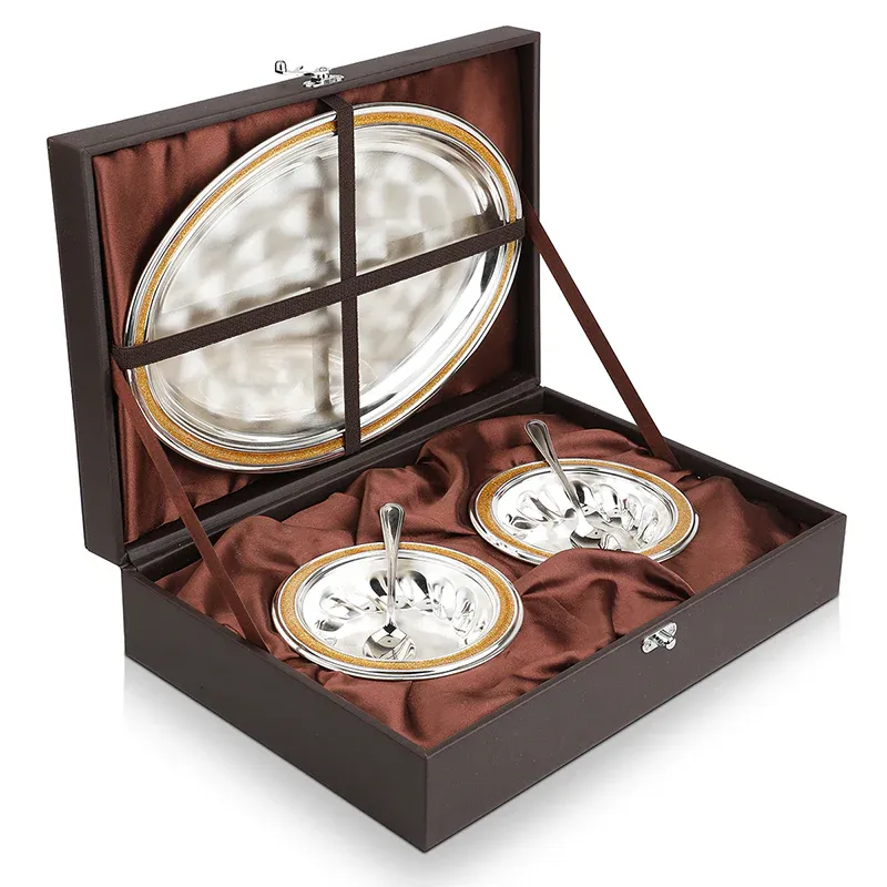 Oval Tray With 2 Bowls & Spoons