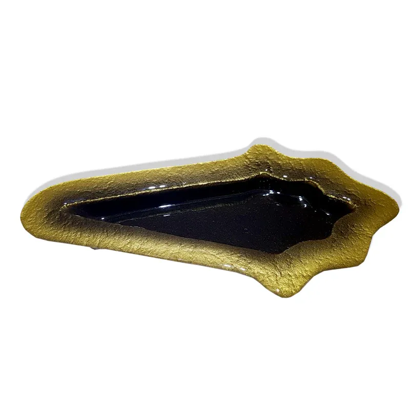 Cone Shape Platter Black and Gold