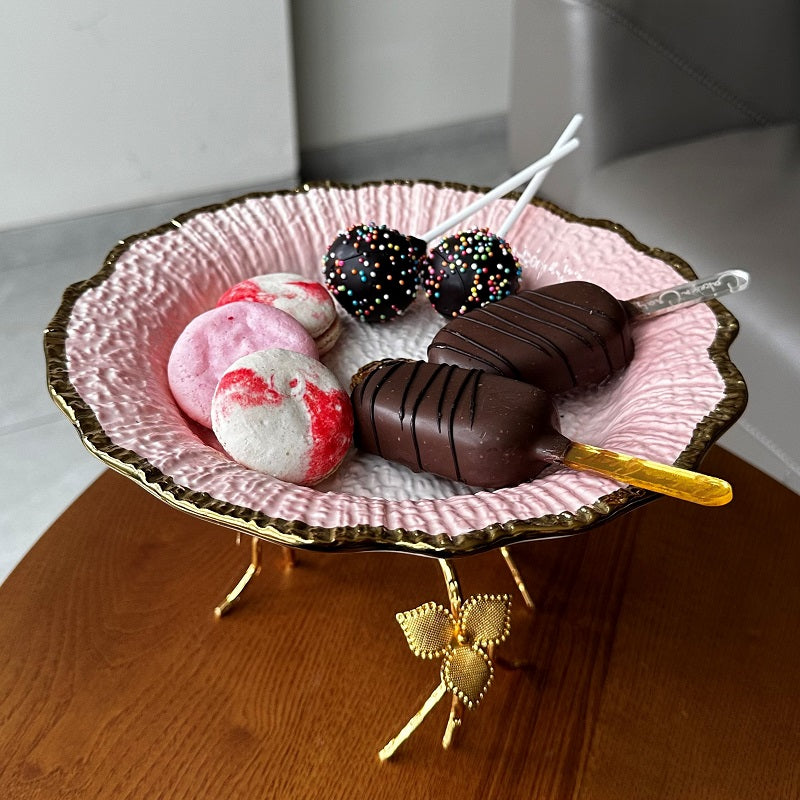 Ceramic Fruit Platter with metal stand