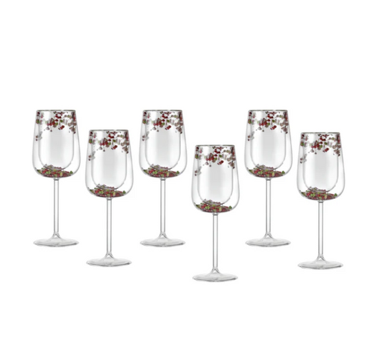 Set of 6 Flower Wine Glasses Purple