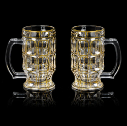 Set of 2 Beer Mugs With Golden Lining