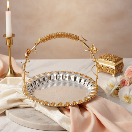 Flower Design round Basket Dual tone