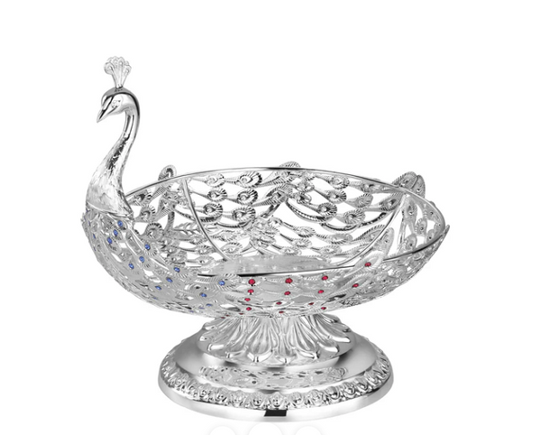 Peacock Bowl with Crystal Colored