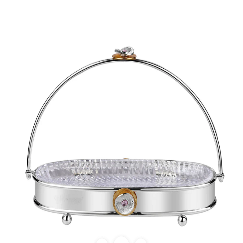 Regal Treasure Oval Handle Glass Tray
