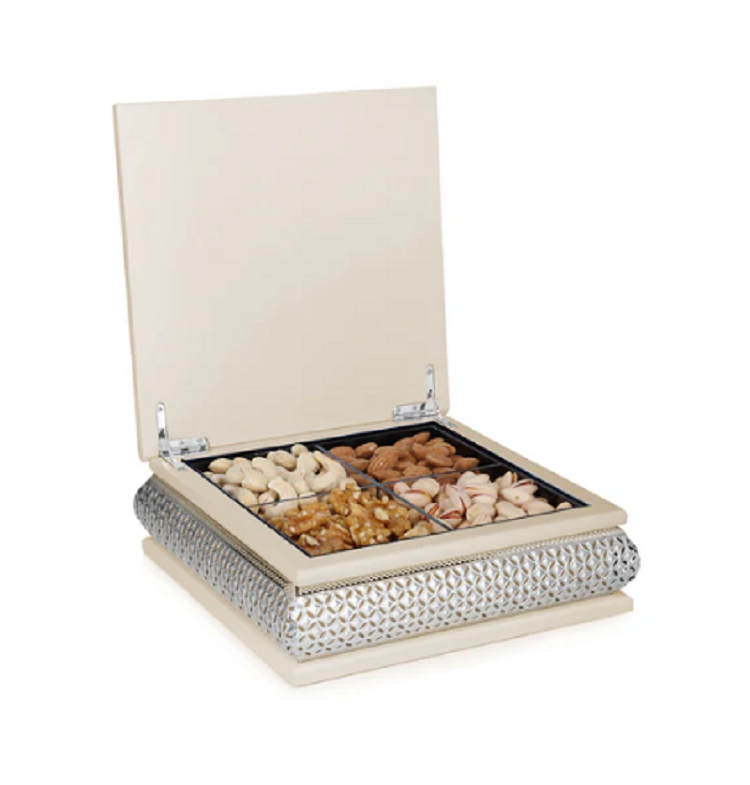 Square Peacock Dry Fruit Box