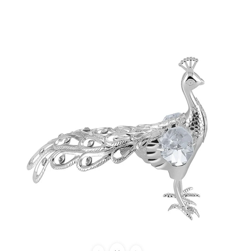 Peacock Decor Pc Silver/Clear Crystal