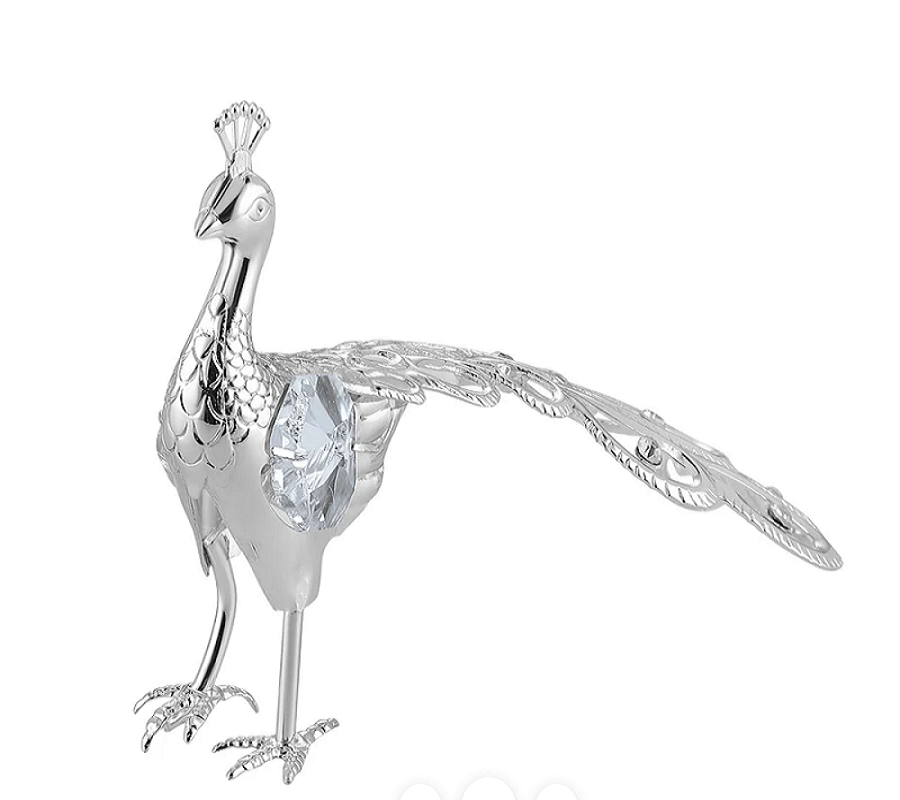 Peacock Decor Pc Silver/Clear Crystal