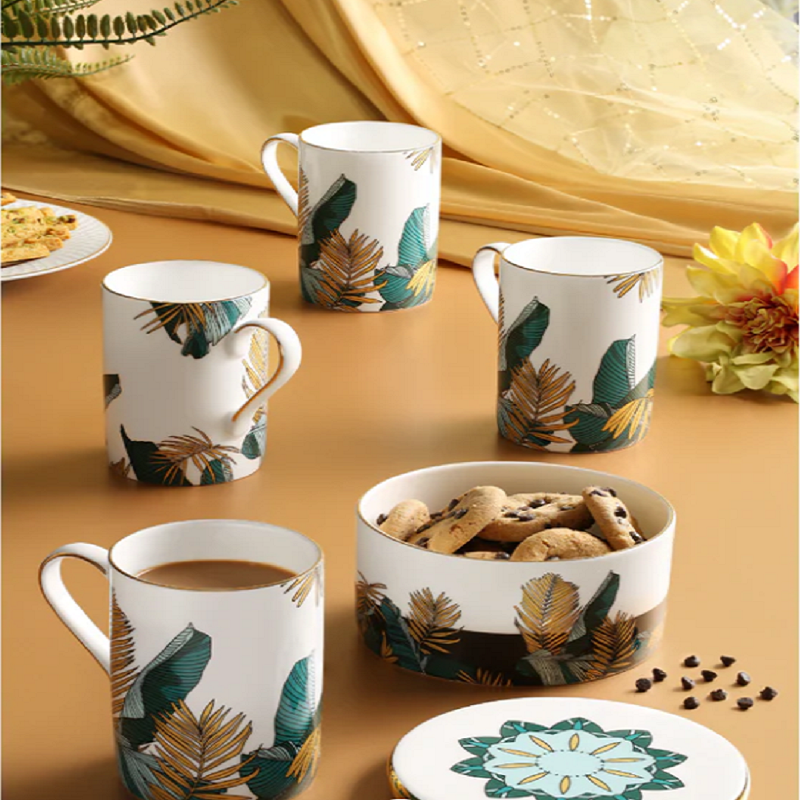 Set of 4 Garden Design Mugs with co