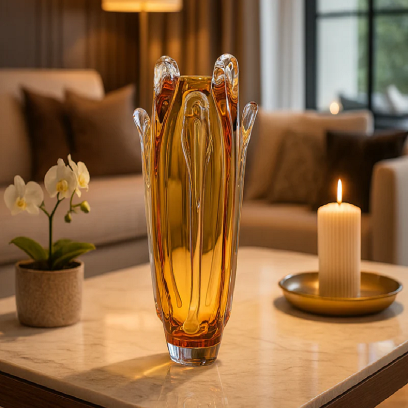 CRYSTAL SWIRL VASE Amber Large