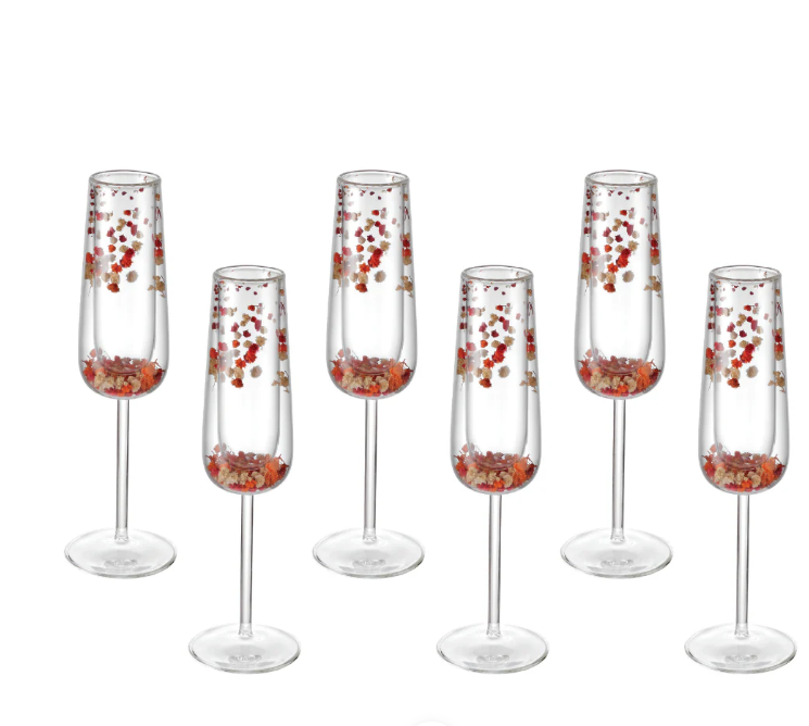 Flower Champagne Glass Orange (Set of 6)