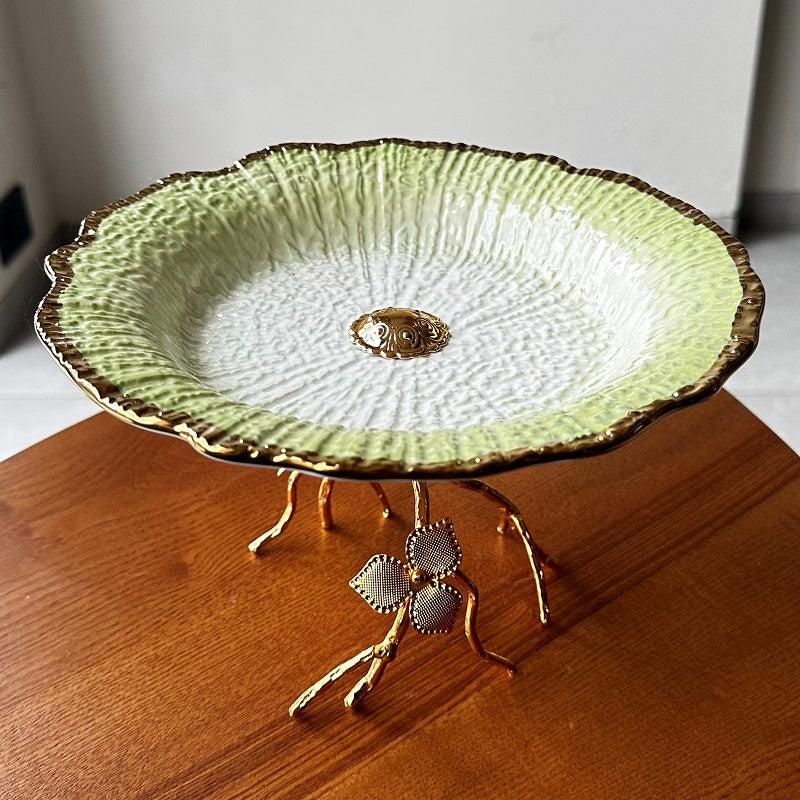 Ceramic Fruit Platter with metal stand