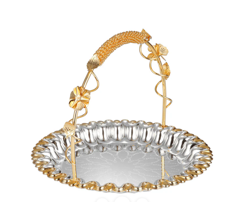 Flower Design round Basket Dual tone