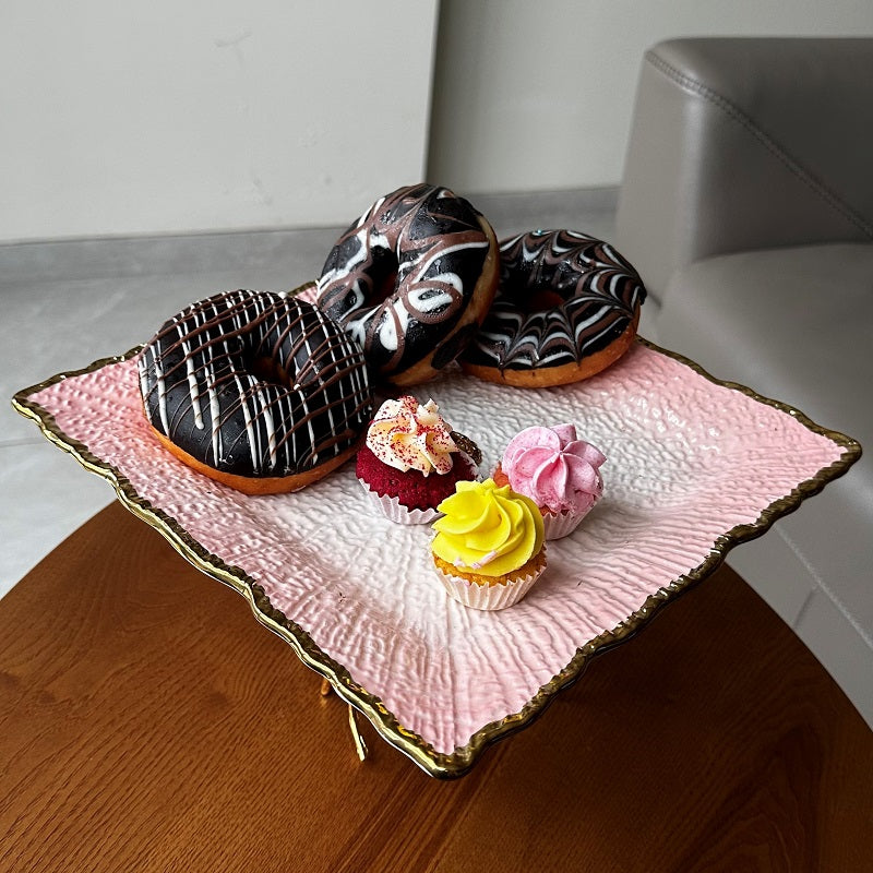 Ceramic Fruit Platter with metal stand