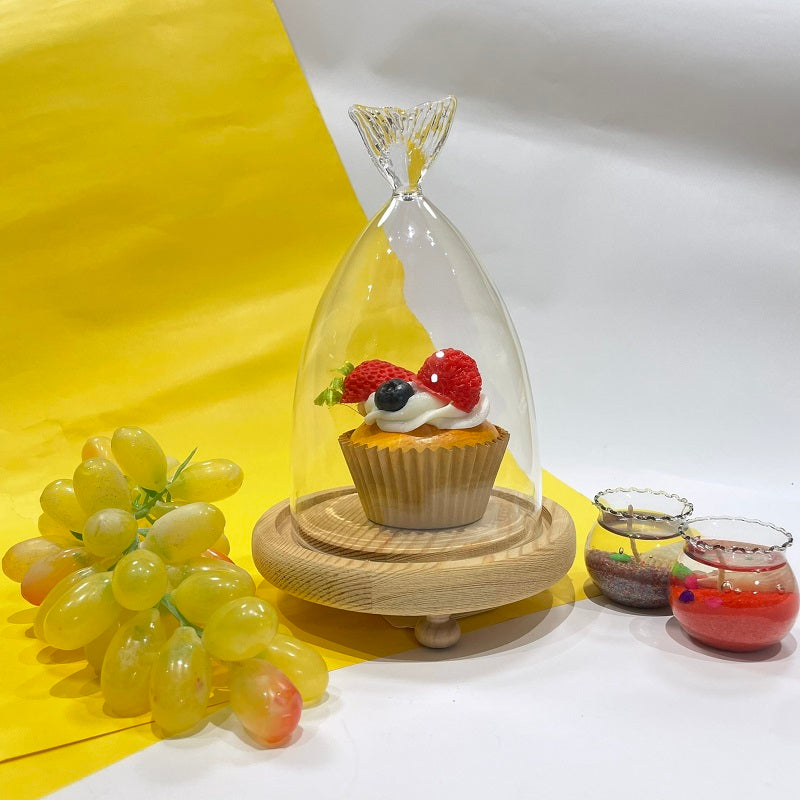 Round Butter Dish With Wood Base