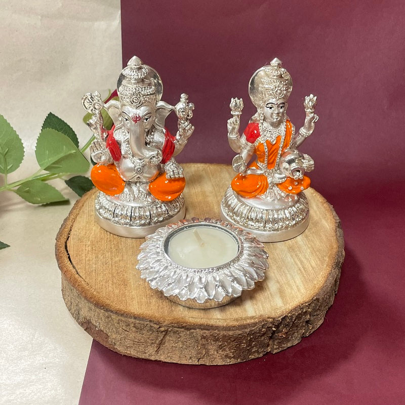 Lakshmi ganesha + flower tealight