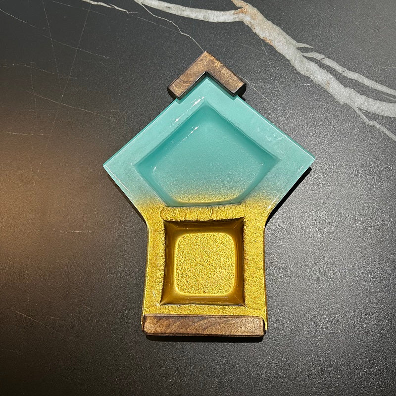 Electric blue gold platter - Set of 5