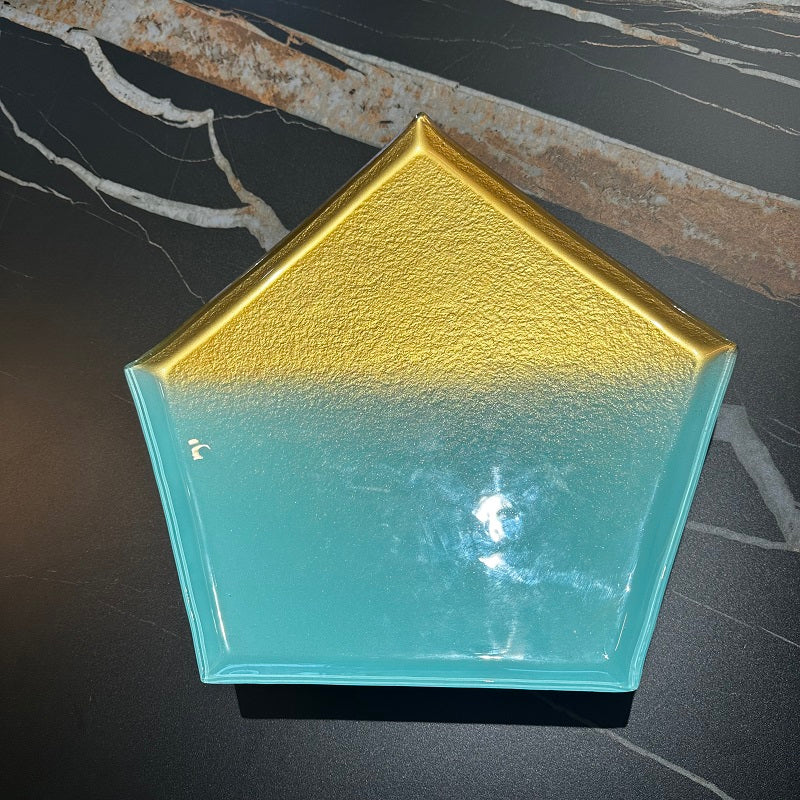 Electric blue gold platter - Set of 5